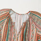 Bohemian Floral Print Buttoned V Neck Ruffle Tiered Dress