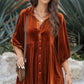 Women's 3/4 Sleeve Tunic Babydoll Velvet Shirt