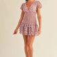 Boho Smocked Paisley Print Puff Sleeve V-Neck Tiered Ruffle Mini Dress