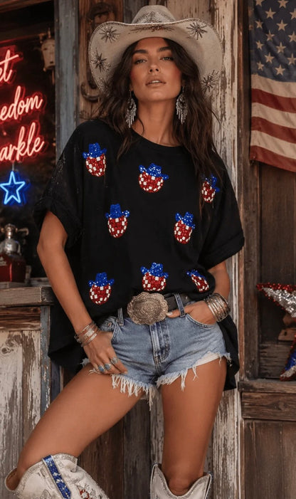 A little Cowgirl Sequin Top