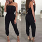 -ON LINE ONLY Womens Bandage Evening Party Playsuit Ladies Romper Long Jumpsuit Women Ladies Femal Solid Off Shoulder Jumpsuits Size S-XL