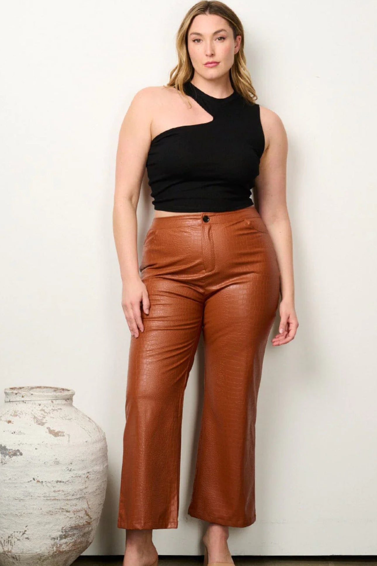 Plus size snake print pants