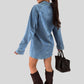 Lapel long-sleeved loose denim dress autumn and winter-ON LINE ONLY