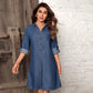 Women's denim long-sleeved style fashion dress-ON LINE ONLY