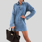 Lapel long-sleeved loose denim dress autumn and winter-ON LINE ONLY