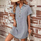 V-Neckline Striped Casual Holiday Dress -ON LINE ONLY
