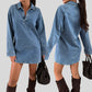 Lapel long-sleeved loose denim dress autumn and winter-ON LINE ONLY