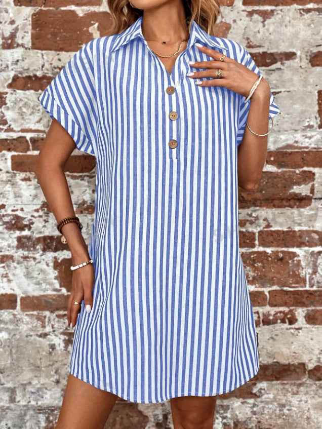 V-Neckline Striped Casual Holiday Dress -ON LINE ONLY