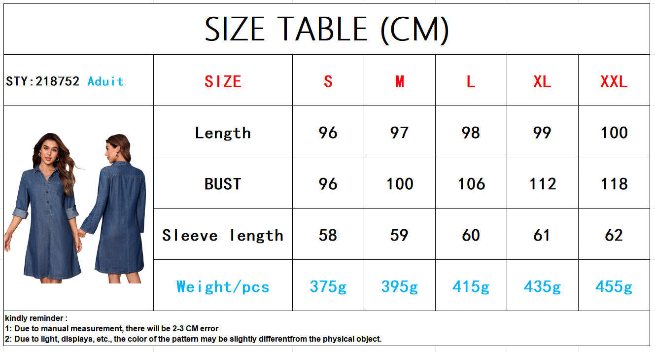 Women's denim long-sleeved style fashion dress-ON LINE ONLY