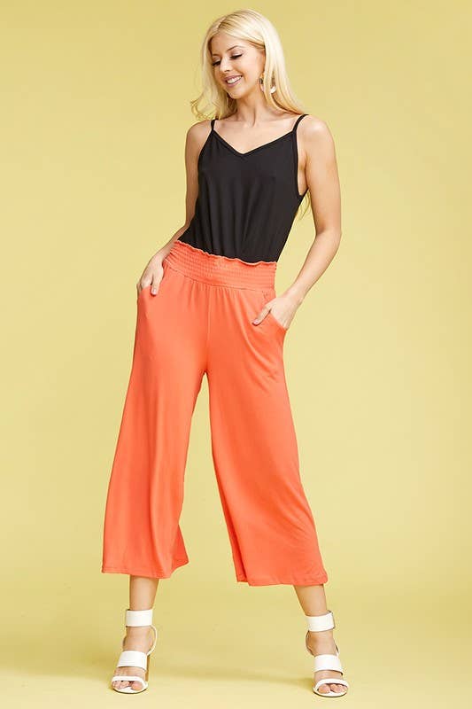 Smocked WAIST BEND GAUCHO PANTS