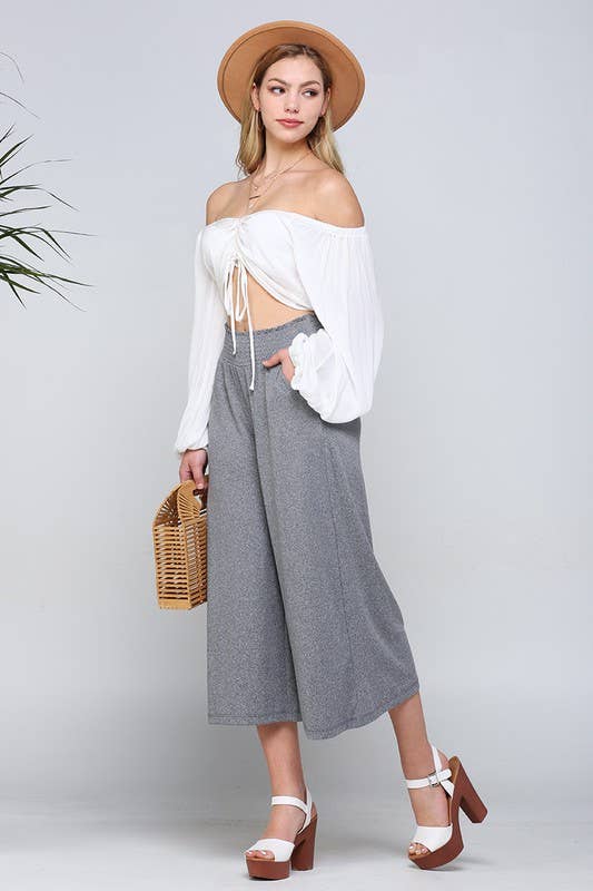 Smocked WAIST BEND GAUCHO PANTS