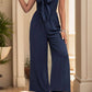 _SOLID COLOR TUBE TOP BOW JUMPSUIT