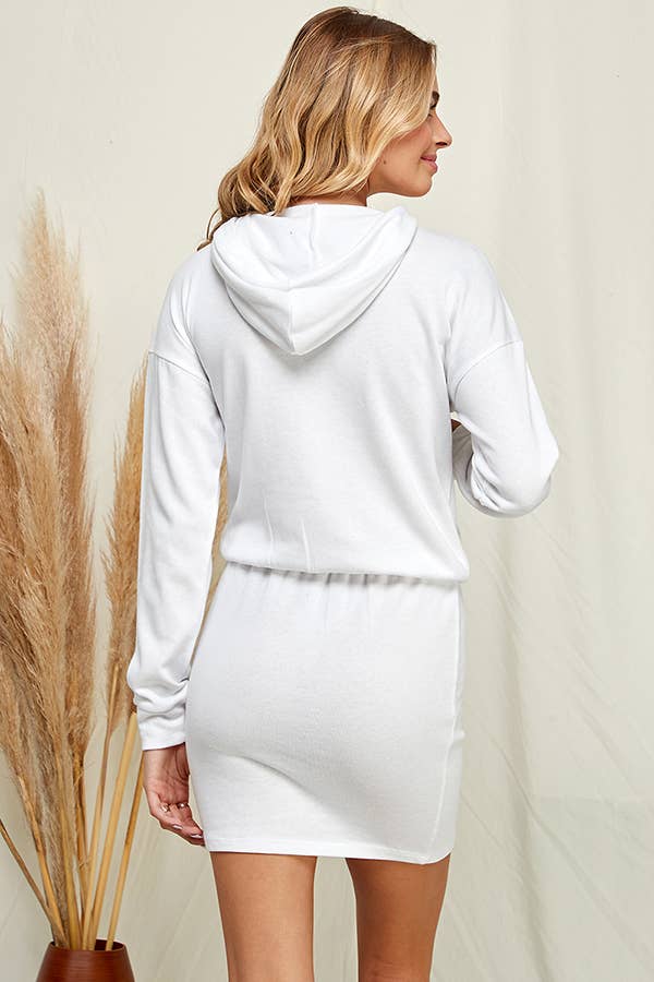 Solid Hoodie Midi Dress