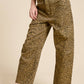 Leopard Print Barrel Leg Denim Jeans