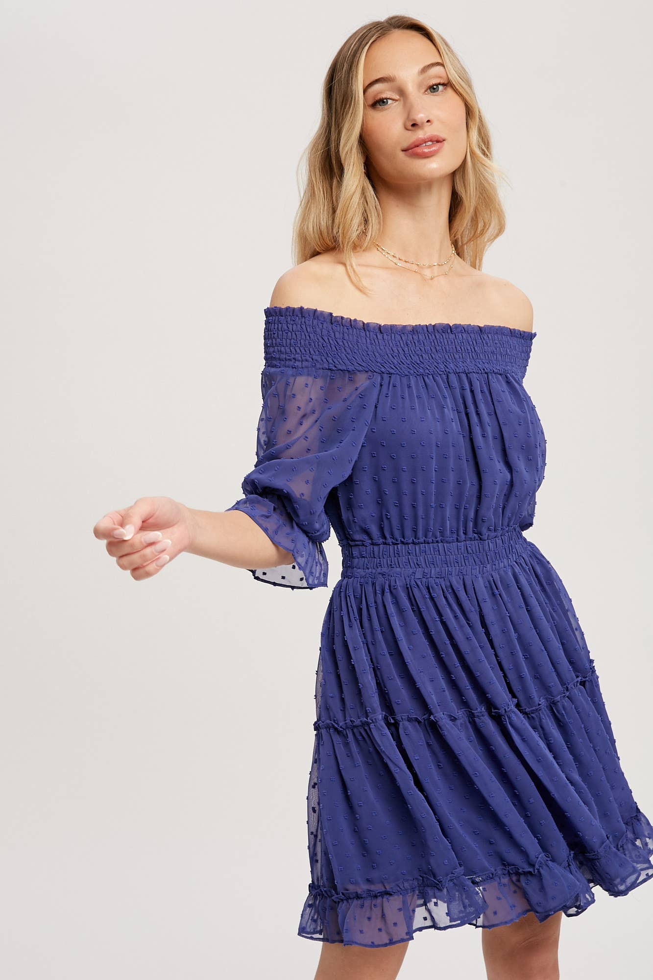 SWISS DOT OFF SHOULDER DRESS