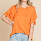 Round Neck Semi Loose Ruffle Sleeve Top