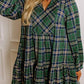 Christmas Plaid Print Notched Neck Shift Mini Dress (S-4X)