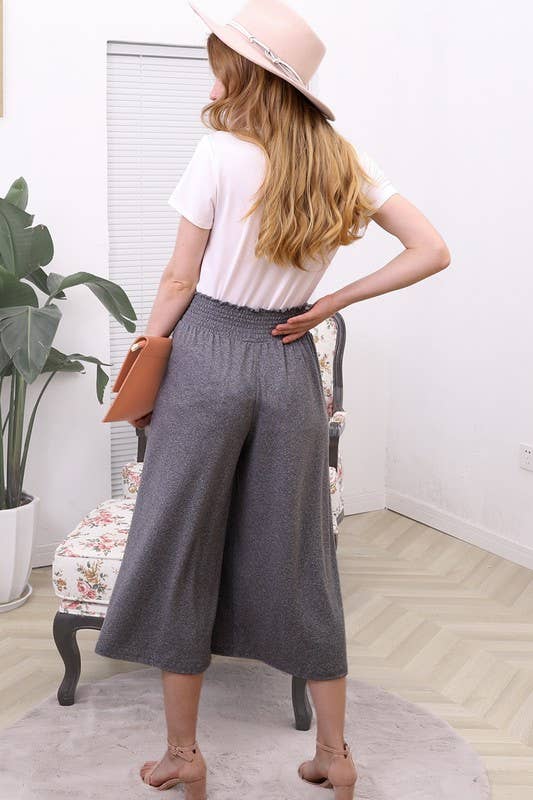 Smocked WAIST BEND GAUCHO PANTS