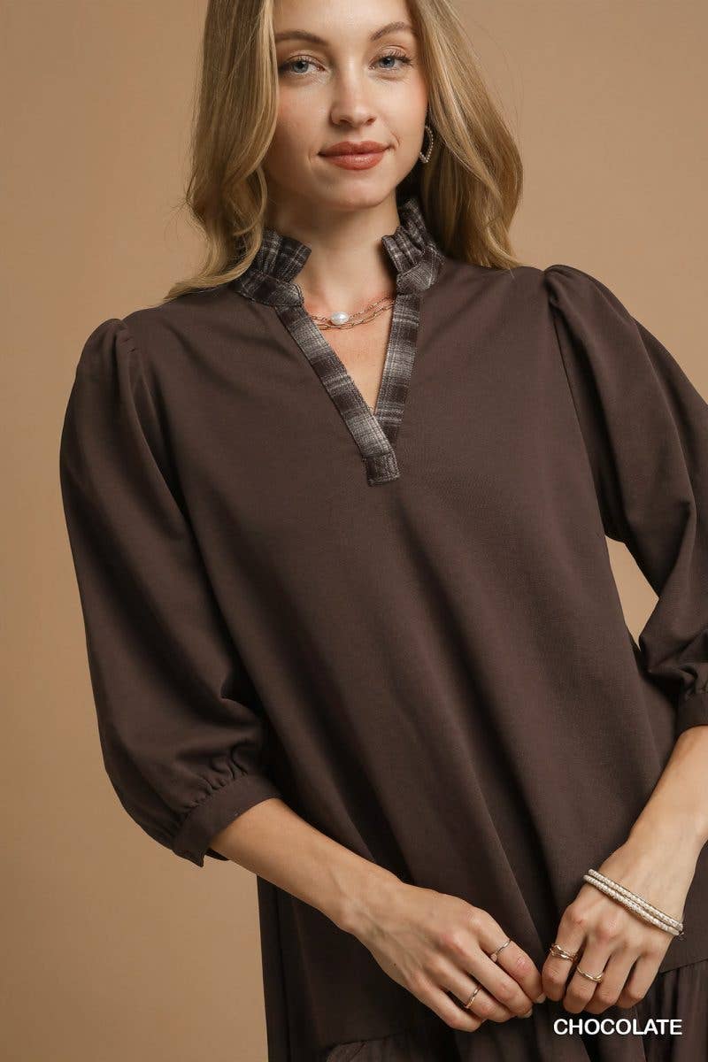 French Terry Ruffle Hem Dress