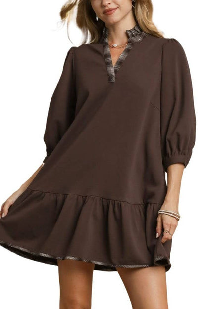 French Terry Ruffle Hem Dress