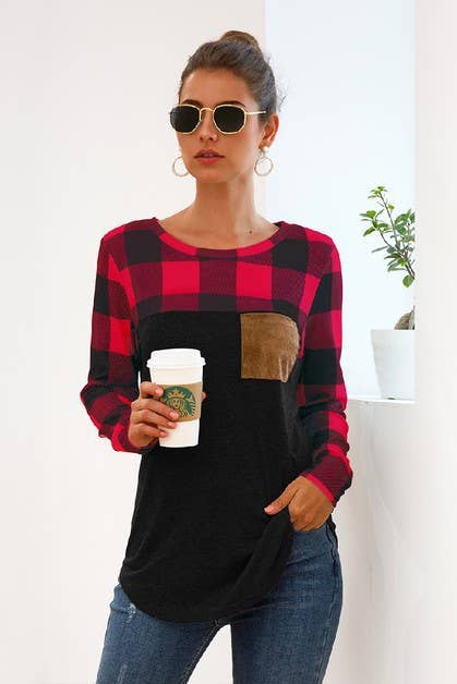 Cozy Chic Plaid Patchwork Top