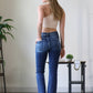 High-Rise Distressed Flare Denim Pants Jeans