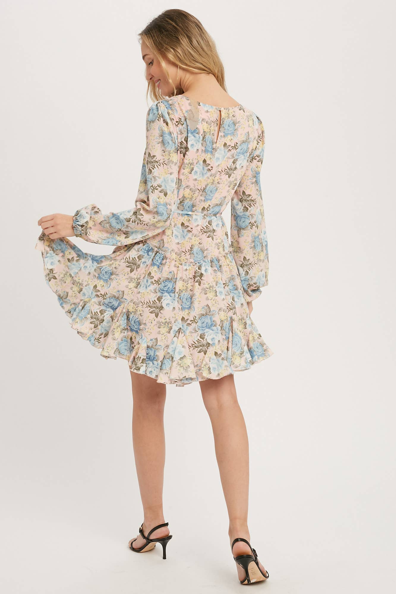 FLORAL PRINT RUFFLED SWING DRESS