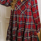 Christmas Plaid Print Notched Neck Shift Mini Dress (S-4X)