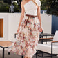 FLORAL RUFFLED MESH MIDI SKIRT