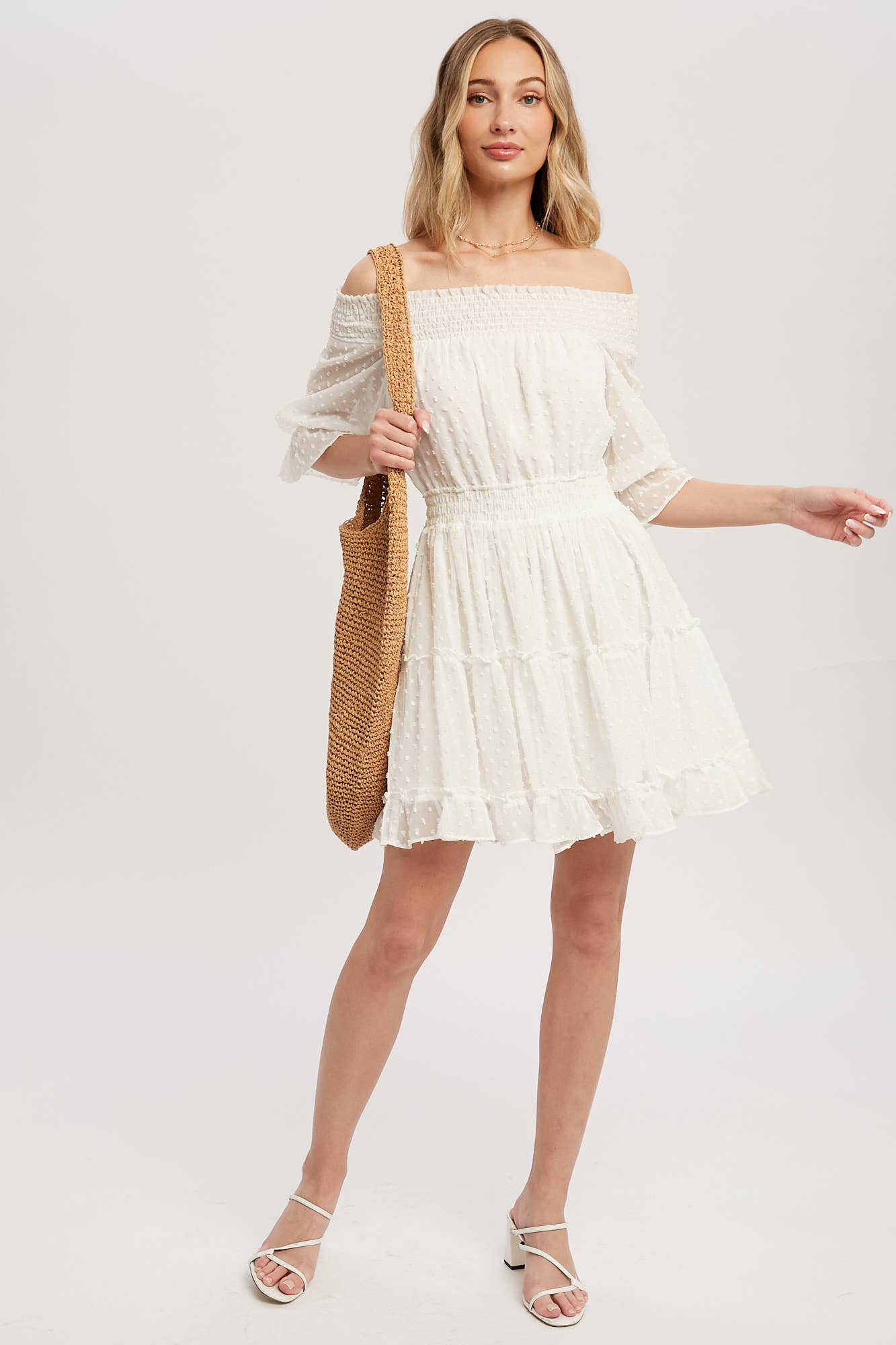 SWISS DOT OFF SHOULDER DRESS