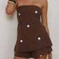 Polka Dot Strapless Shorts Set