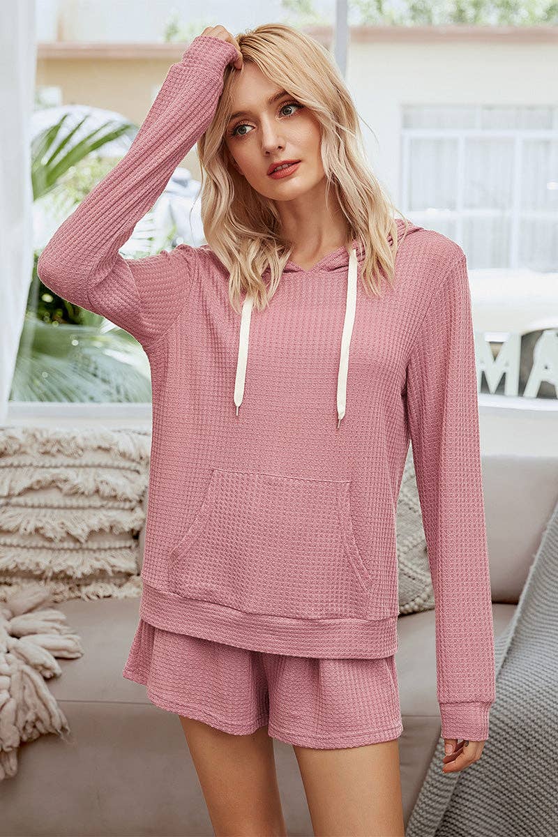 Cozy Solid Hoodie Short Pant Set -