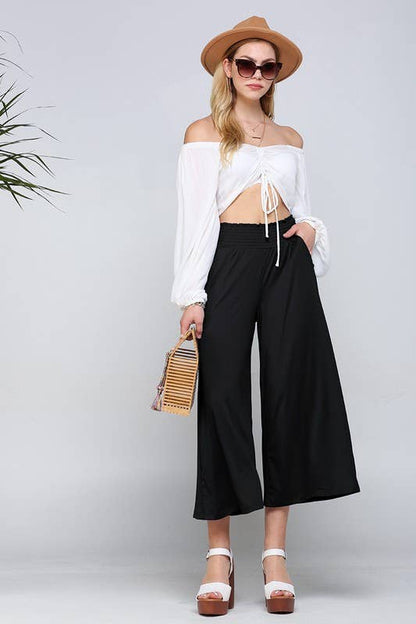 Smocked WAIST BEND GAUCHO PANTS