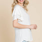 Round Neck Semi Loose Ruffle Sleeve Top