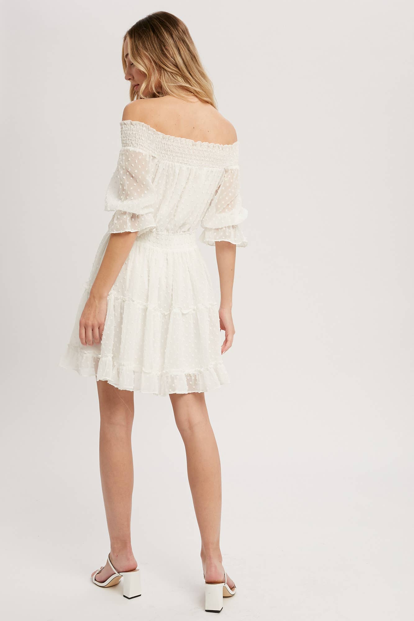 SWISS DOT OFF SHOULDER DRESS