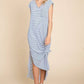 V Neck Oversize Sleeveless Stripe Maxi Dress