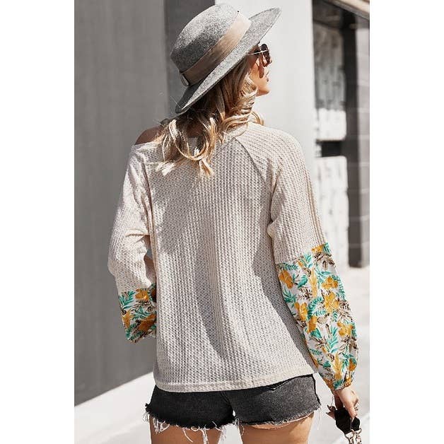 Round Neck Solid Long Sleeve Top -