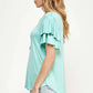 Round Neck Semi Loose Ruffle Sleeve Top