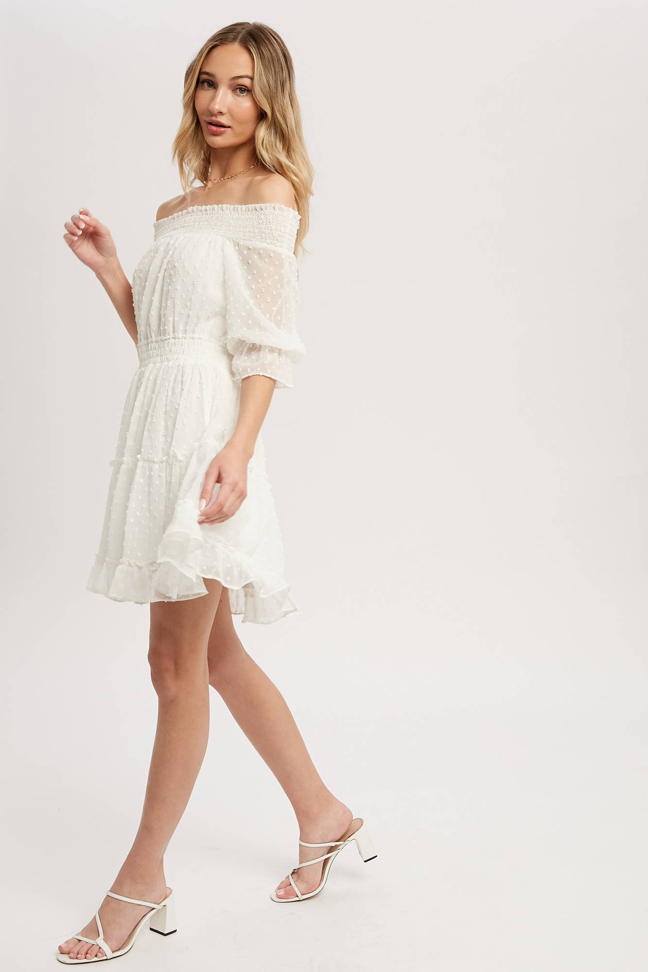 SWISS DOT OFF SHOULDER DRESS