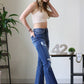 High-Rise Distressed Flare Denim Pants Jeans