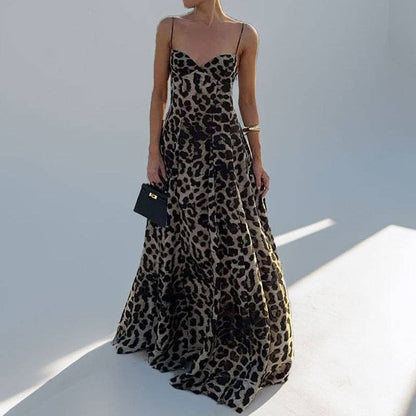 Elegant Leopard Print Maxi Dress for Casual Wear