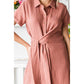 Cotton Boil Front Tie Shirts Dress