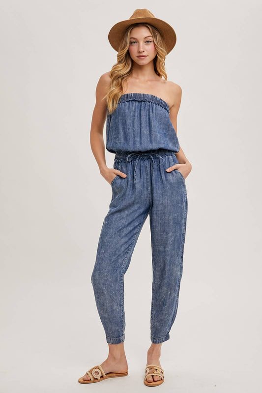 ACID WASH TUBE JUMPSUIT