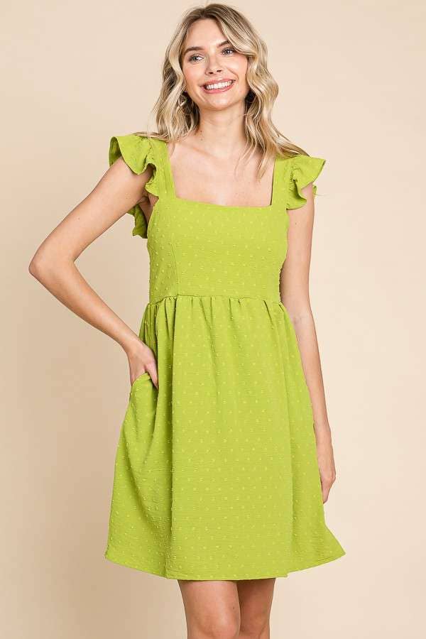 Empire Line Ruffle Sleeve Dress