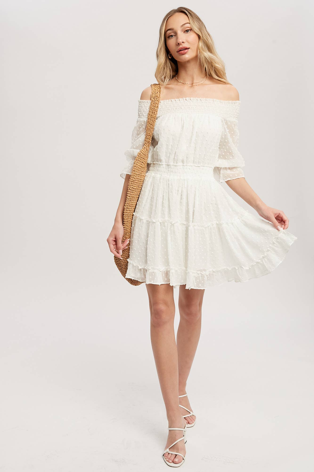 SWISS DOT OFF SHOULDER DRESS