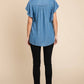 LST5325 - CHAMBRAY FLUTTER SLEEVE TOP=