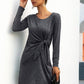 Round Neck Knot Long Sleeve Dress -