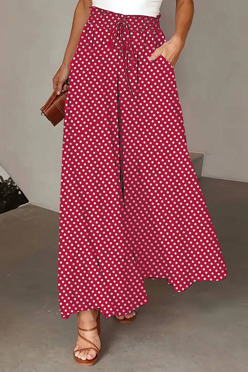 Polka Dot High-Waist Casual Pants