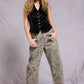 Leopard Print Barrel Leg Denim Jeans