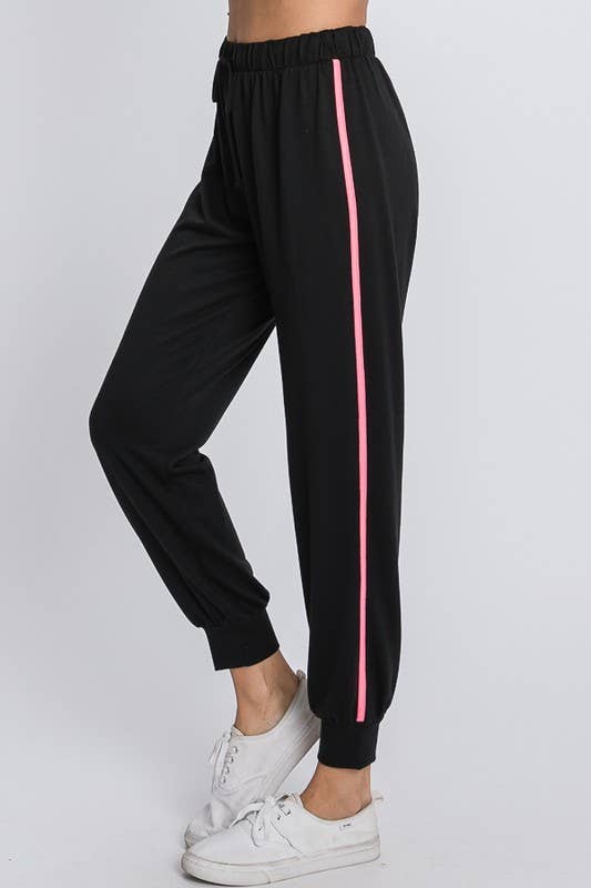 Black Sweats pink stripe